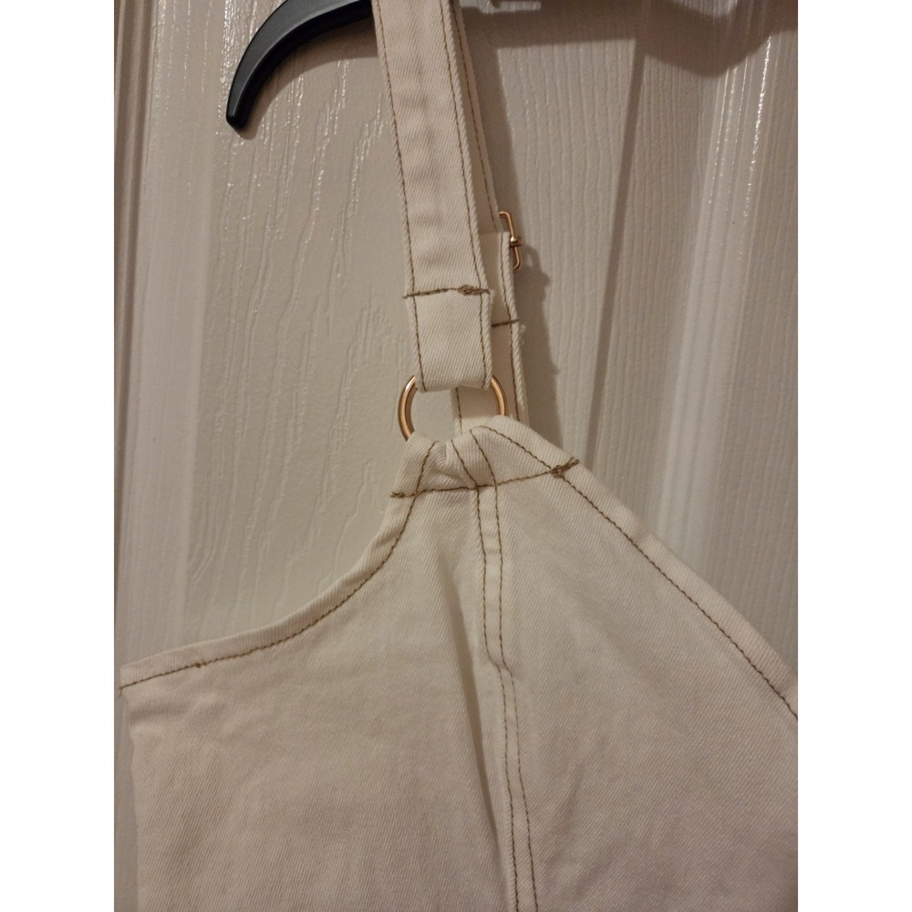 Bebe Eyelet Detail Fit Flare Denim Dress White Size 6 NWT - Picture 9 of 16